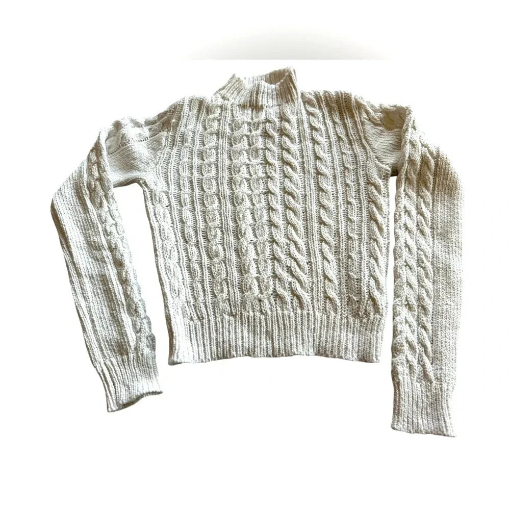 Forever 21 Women’s Ivory Cable Knit Cropped Sweater Size Small